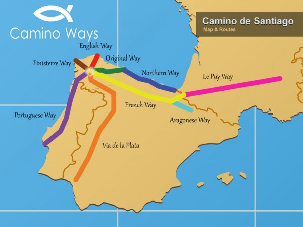 camino de santiago hike map
