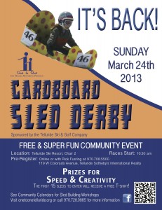 One to One Cardboard Sled Derby Poster copy