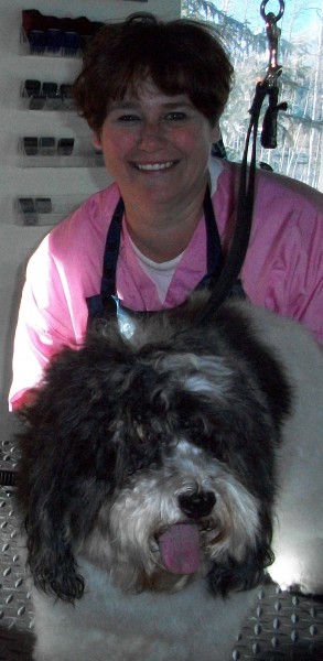 Kristine with John Steel & Bunny Freidus' beloved Ernie, post grooming and content.