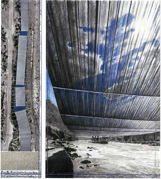Christo, Over The River, Project for the Arkansas River, State of Colorado, Photo: Wolfgang Volz, © Christo and Jeanne-Claude 2007